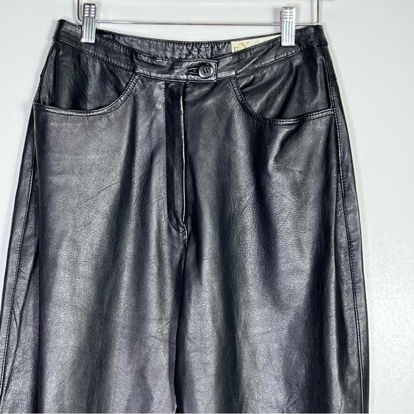 Vintage Excelled Black Leather Pants Size 4 EUC - Picture 3 of 10